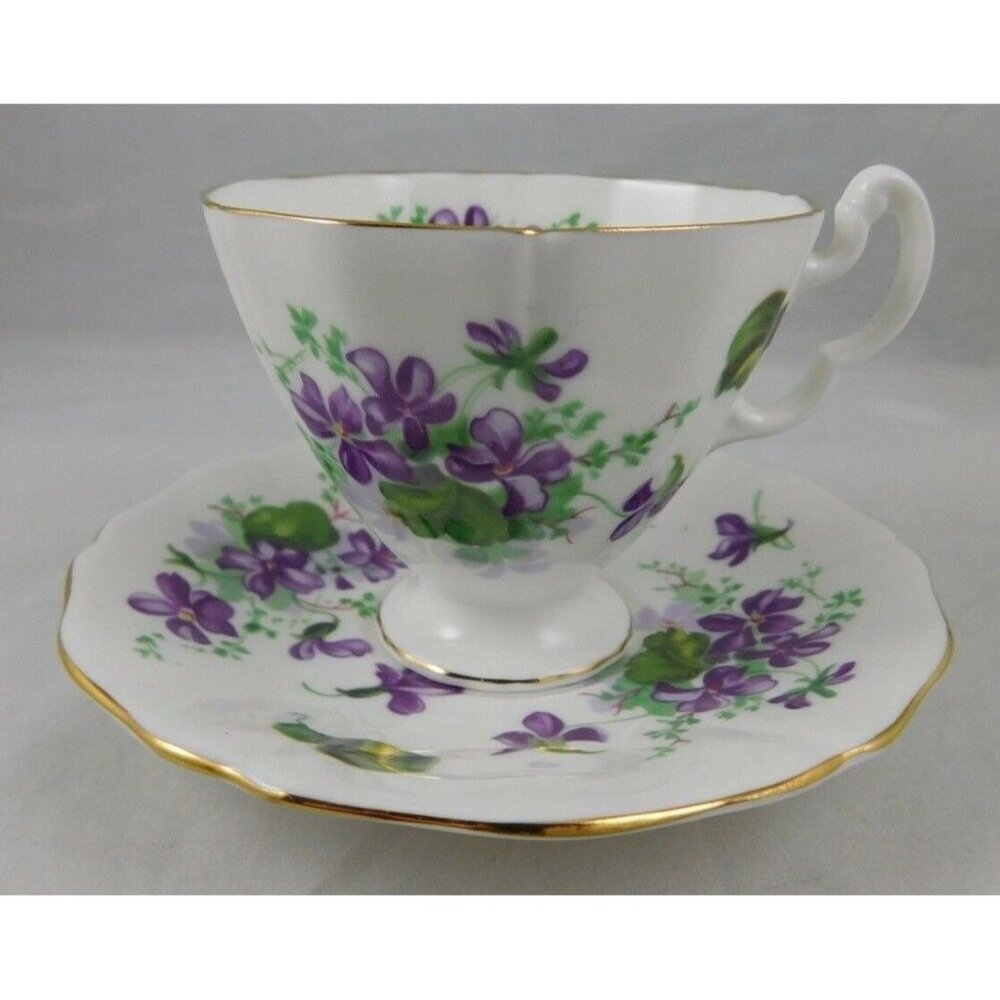 Adderley Violets Demitasse Tea Cup & Saucer